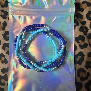 Blue and Silver waist beads